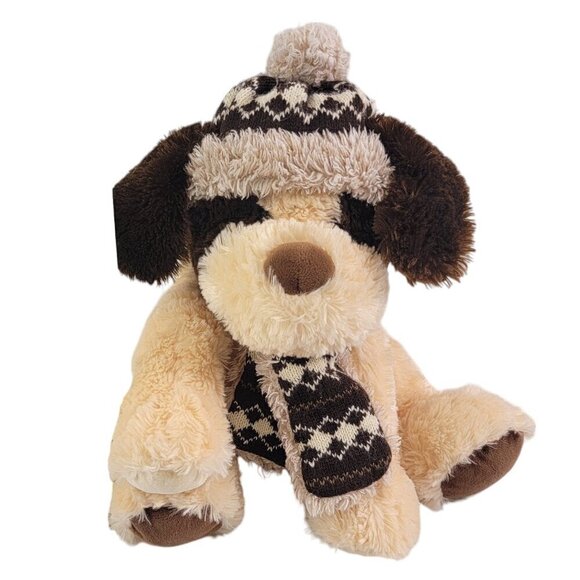 Hugfun International Soft Floppy Ears Dog Plush Aiden Wearing Scarf and Hat - Picture 9 of 15
